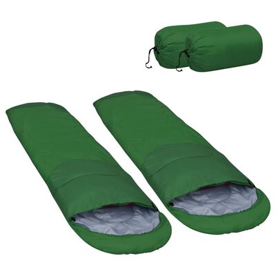 vidaXL Lehké spací pytle 2 ks zelené 15 °C 850 g