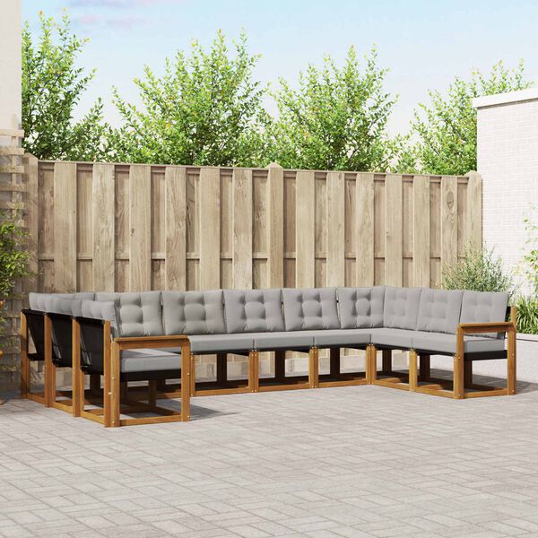 vidaXL Venkovn&iacute; pohovkov&aacute; souprava 10 pcs Př&iacute;rodn&iacute; a světle &scaron;ed&aacute;