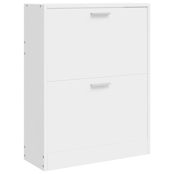 vidaXL Dřevěn&yacute; botn&iacute;k se 2 přihr&aacute;dkami b&iacute;l&yacute;