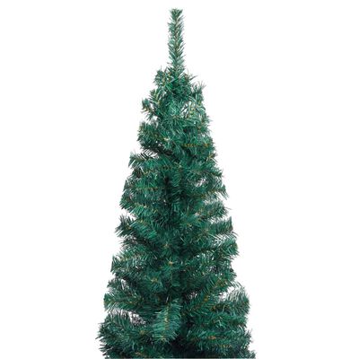 vidaXL Úzký umělý vánoční stromek s LED a sadou koulí zelený 240 cm