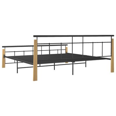 vidaXL Rám postele kov a masivní dubové dřevo 200 x 200 cm