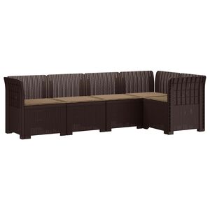 vidaXL 5-m&iacute;stn&eacute; Zahradn&iacute; Sofa s Pol&scaron;t&aacute;ři ve Vzhledu Ratan PP Hněd&aacute;