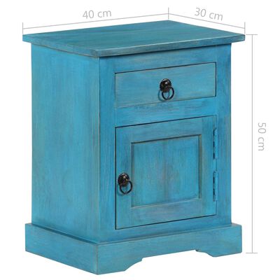 vidaXL Noční stolek masivní mangovníkové dřevo 40 x 30 x 50 cm modrý