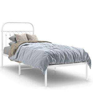 vidaXL Kovov&yacute; r&aacute;m postele bez matrace s čelem b&iacute;l&yacute; 75 x 190 cm