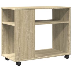 vidaXL Odkl&aacute;dac&iacute; stolek na kolečk&aacute;ch dub sonoma 70x35x60 cm kompozit