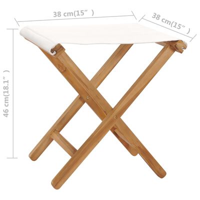 vidaXL Skládací židle 2 ks masivní teakové dřevo a textil krémově bílé