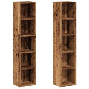 vidaXL Skř&iacute;ňky na CD 2 ks old wood 21 x 16 x 93,5 cm kompozitn&iacute; dřevo