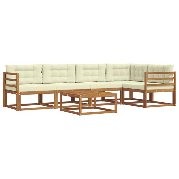 vidaXL Venkovn&iacute; pohovkov&aacute; souprava 6 pcs Přirozen&aacute; a Kr&eacute;mov&aacute;