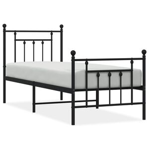 vidaXL Kovov&yacute; r&aacute;m postele s hlavov&yacute;m a nožn&iacute;m čelem čern&yacute; 75 x 190 cm
