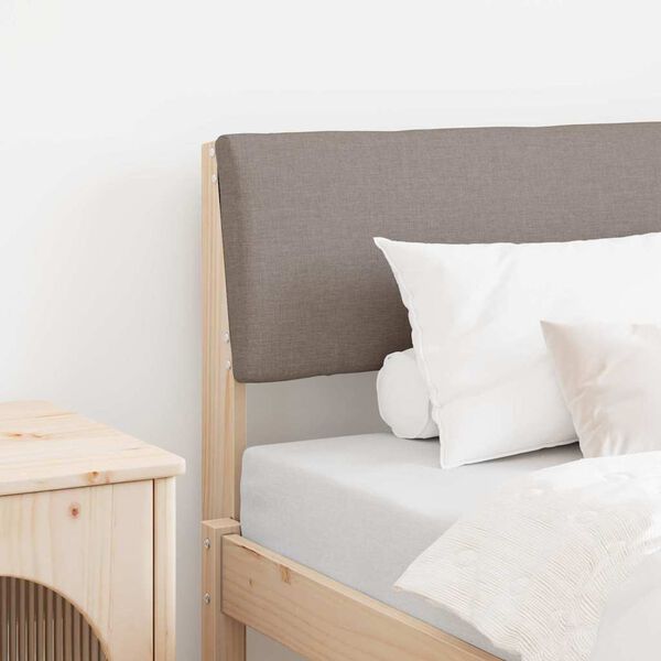 vidaXL Čalouněn&eacute; čelo postele Taupe 80 cm Masivn&iacute; borov&eacute; dřevo