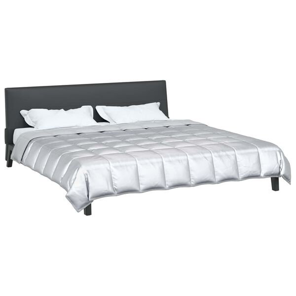 vidaXL Celoročn&iacute; přikr&yacute;vka Stř&iacute;brn&aacute; 200 x 220 cm Sat&eacute;n a mikrovl&aacute;kno