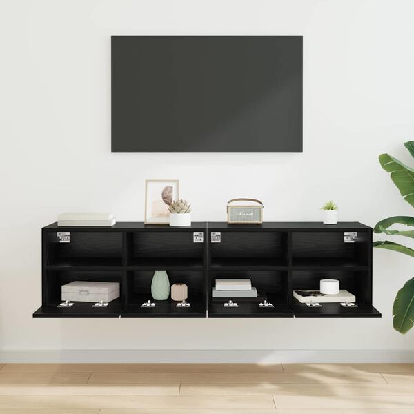 vidaXL Skř&iacute;ňky na TV zeď N&aacute;stěnn&yacute; 2 pcs Čern&yacute; dub 60 x 30 x 30 cm