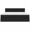 vidaXL Postel s LED p&aacute;sov&yacute;mi světly s čelo Čern&aacute; 180 x 200 cm textil