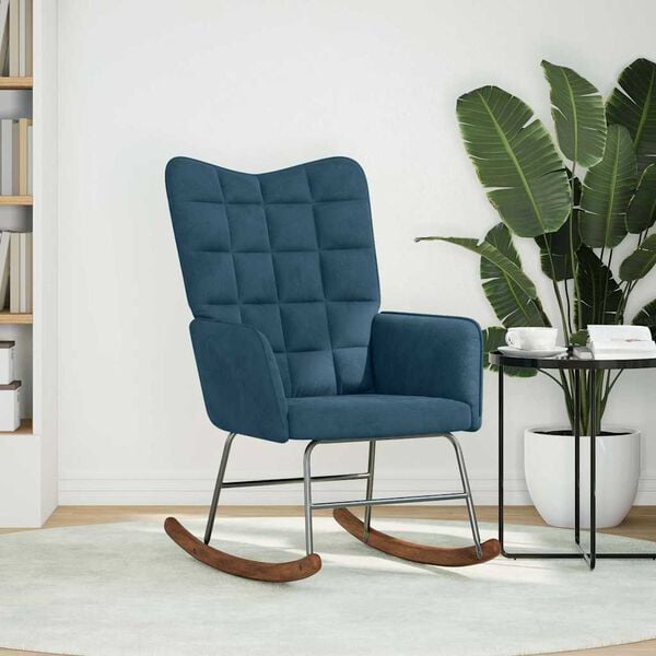 vidaXL Houpac&iacute; křeslo modr&eacute; samet