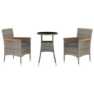 vidaXL 3d&iacute;ln&yacute; zahradn&iacute; bistro set s podu&scaron;kami &scaron;ed&yacute; polyratan