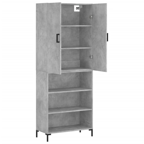 vidaXL Skř&iacute;ň highboard betonově &scaron;ed&aacute; 69,5x34x180 cm kompozitn&iacute; dřevo
