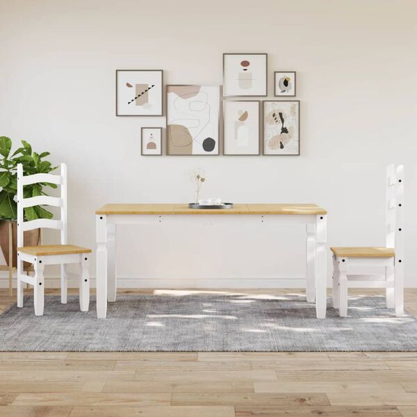 vidaXL J&iacute;deln&iacute; stůl Corona b&iacute;l&yacute; 160 x 80 x 75 cm masivn&iacute; borov&eacute; dřevo