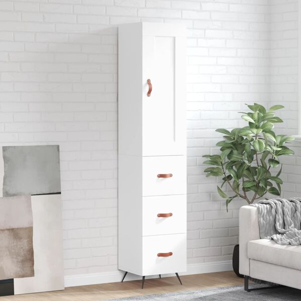 vidaXL Skř&iacute;ň highboard b&iacute;l&aacute; 34,5 x 34 x 180 cm kompozitn&iacute; dřevo