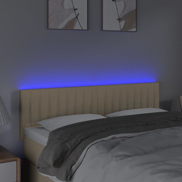 vidaXL Čelo postele s LED kr&eacute;mov&eacute; 144x5x78/88 cm textil