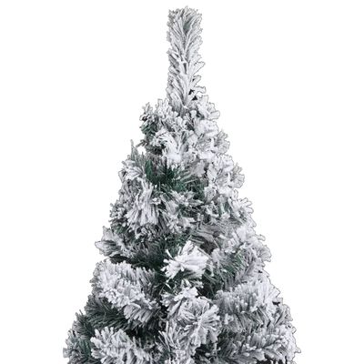 vidaXL Úzký vánoční stromek s LED sada koulí zasněžený zelený 120 cm