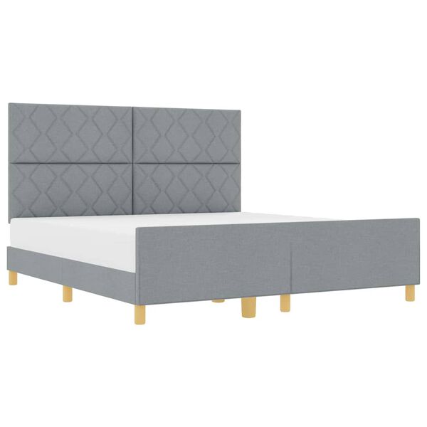 vidaXL R&aacute;m postele s čelo Světle &scaron;ed&aacute; 180 x 200 cm textil