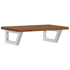 vidaXL Deska pod umyvadlo nástěnná ocel a masivní dubové dřevo