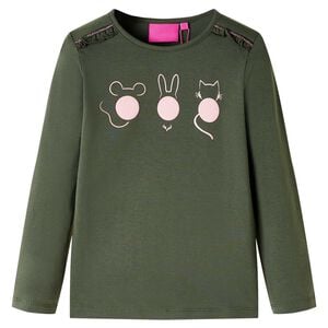 Dětsk&eacute; tričko s dlouh&yacute;m ruk&aacute;vem khaki 104