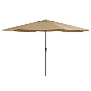 vidaXL Zahradn&iacute; slunečn&iacute;k s kovovou tyč&iacute; 390 cm taupe