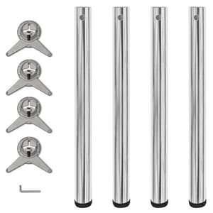 4 stolov&eacute; nohy s nastavitelnou v&yacute;&scaron;kou chromovan&eacute;, 710 mm