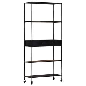 vidaXL Knihovna 80 x 35 x 180 cm hrub&eacute; mangovn&iacute;kov&eacute; dřevo a železo