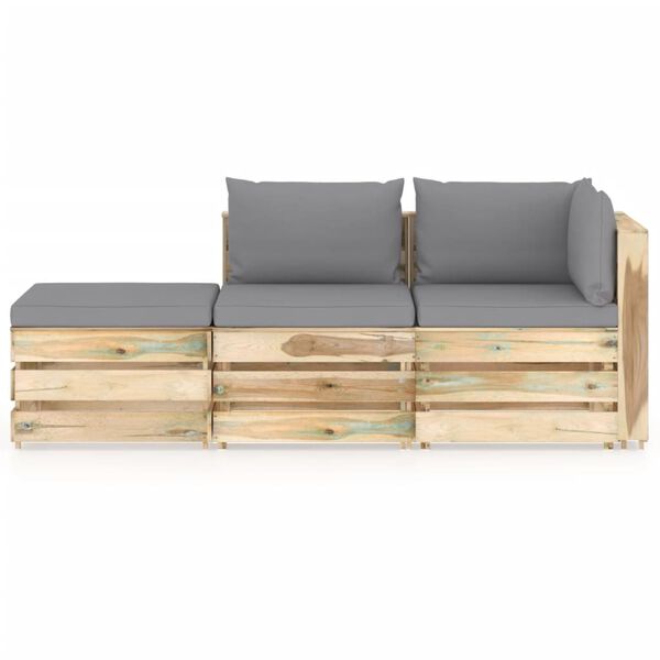 vidaXL 3d&iacute;ln&aacute; zahradn&iacute; souprava s podu&scaron;kami zeleně impregnovan&eacute; dřevo