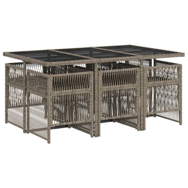 vidaXL 7d&iacute;ln&yacute; zahradn&iacute; j&iacute;deln&iacute; set s podu&scaron;kami &scaron;ed&yacute; polyratan