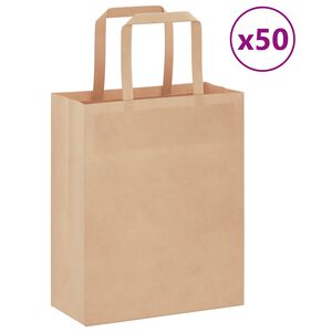 vidaXL Pap&iacute;rov&eacute; ta&scaron;ky 50 ks s uchy hněd&eacute; 18x8x22 cm