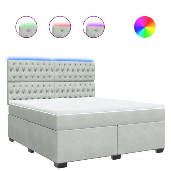 vidaXL Box spring postel s matrac&iacute; světle &scaron;ed&aacute; 180x200 cm samet