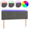 vidaXL Čelo postele s LED tmavě &scaron;ed&eacute; 144x5x78/88 cm samet