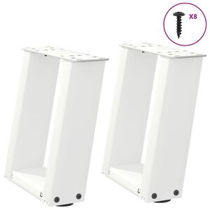 vidaXL Nohy konferenčn&iacute;ho stolku ve tvaru U, 2 ks, b&iacute;l&eacute;, 30 x (30-31) cm, ocel