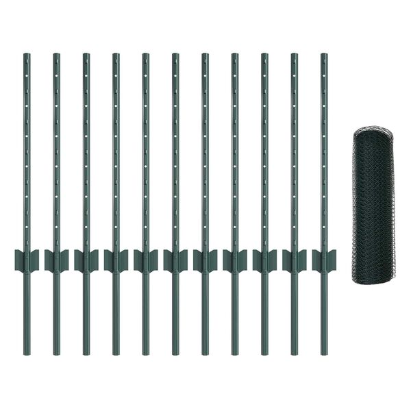 vidaXL Plot s sloupkem Zelen&aacute; 0,6 x 25 m Ocel a PVC