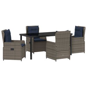 vidaXL Zahradn&iacute; j&iacute;deln&iacute; souprava 5 pcs &Scaron;ed&aacute; Poly ratan