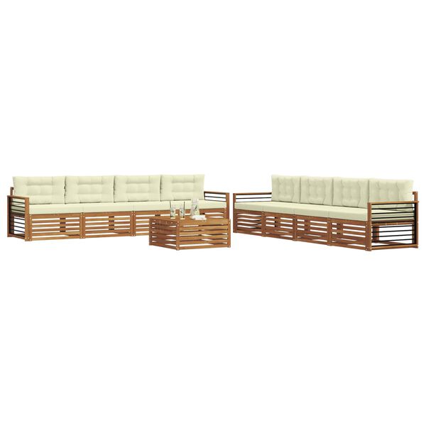 vidaXL Venkovn&iacute; pohovkov&aacute; souprava 9 pcs Přirozen&aacute; a Kr&eacute;mov&aacute;