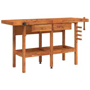vidaXL Pracovn&iacute; stůl se z&aacute;suvkami a svěr&aacute;ky 162x62x83cm masivn&iacute; ak&aacute;cie