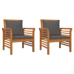 vidaXL Křesla s tmavě &scaron;ed&yacute;mi podu&scaron;kami 2 ks masivn&iacute; ak&aacute;ciov&eacute; dřevo