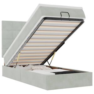 vidaXL Osmansk&yacute; r&aacute;m postele s matracemi světle &scaron;ed&aacute; 90x190cm samet