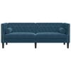 vidaXL Pohovka Chesterfield s podhlavn&iacute;ky 3m&iacute;stn&aacute; modr&aacute; samet