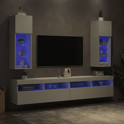 vidaXL TV skříňky s LED osvětlením 2 ks bílé 30,5 x 30 x 90 cm