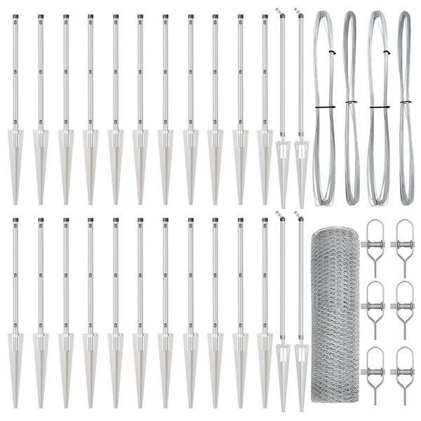 vidaXL Plotov&yacute; sloupek. Stř&iacute;brn&aacute; 50 x 1 m (s&iacute;ť 13 mm) Ocel