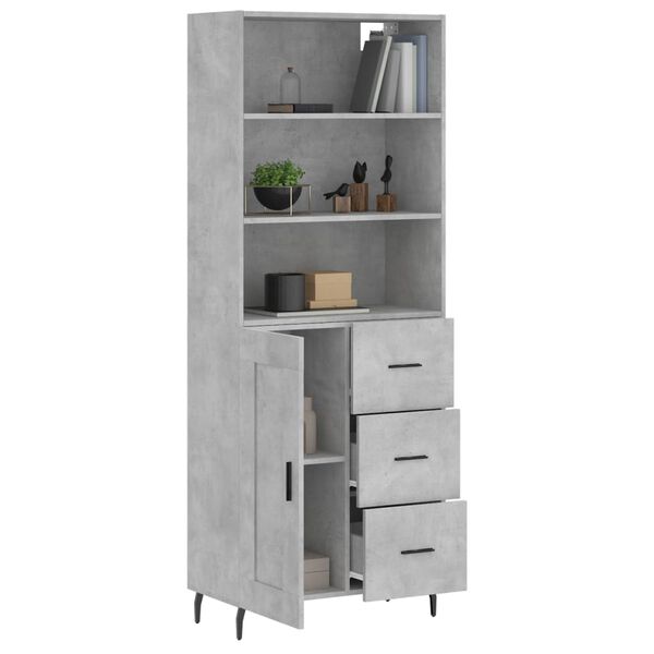 vidaXL Skř&iacute;ň highboard betonově &scaron;ed&aacute; 69,5x34x180 cm kompozitn&iacute; dřevo