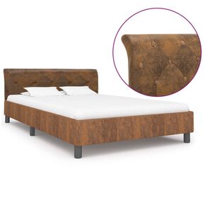 vidaXL R&aacute;m postele hněd&yacute; uměl&aacute; brou&scaron;en&aacute; kůže 120 x 200 cm