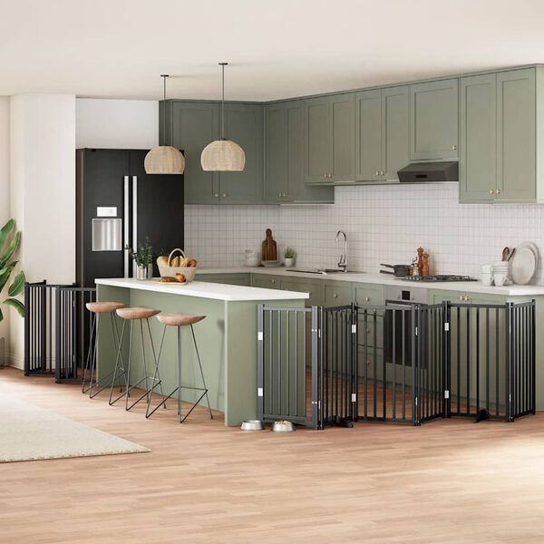 vidaXL Z&aacute;brana pro psy s dv&iacute;řky skl&aacute;dac&iacute; 12 panelů čern&aacute; 600 cm topol