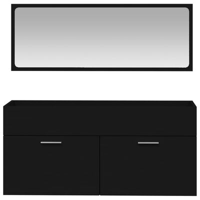 vidaXL Koupelnová skříňka se zrcadlem černá kompozitní dřevo