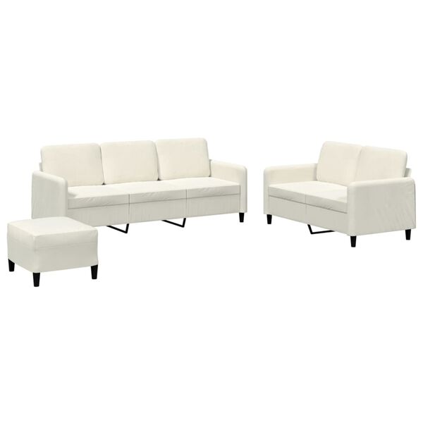 vidaXL 3d&iacute;ln&aacute; sedac&iacute; souprava kr&eacute;mov&aacute; samet